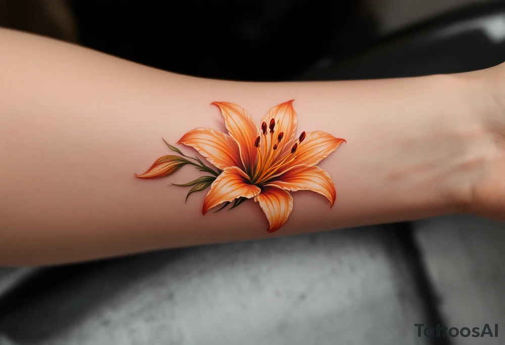 Orange glowing lily tattoo idea