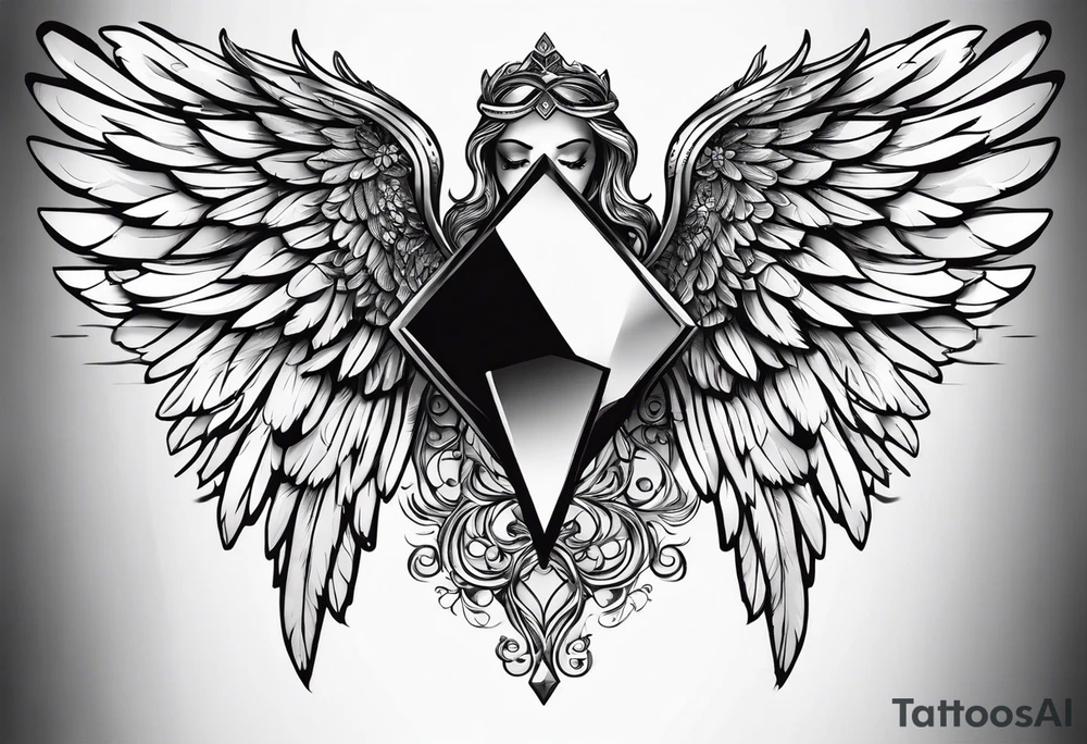Angel wings with diamond tattoo idea
