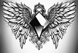 Angel wings with diamond tattoo idea