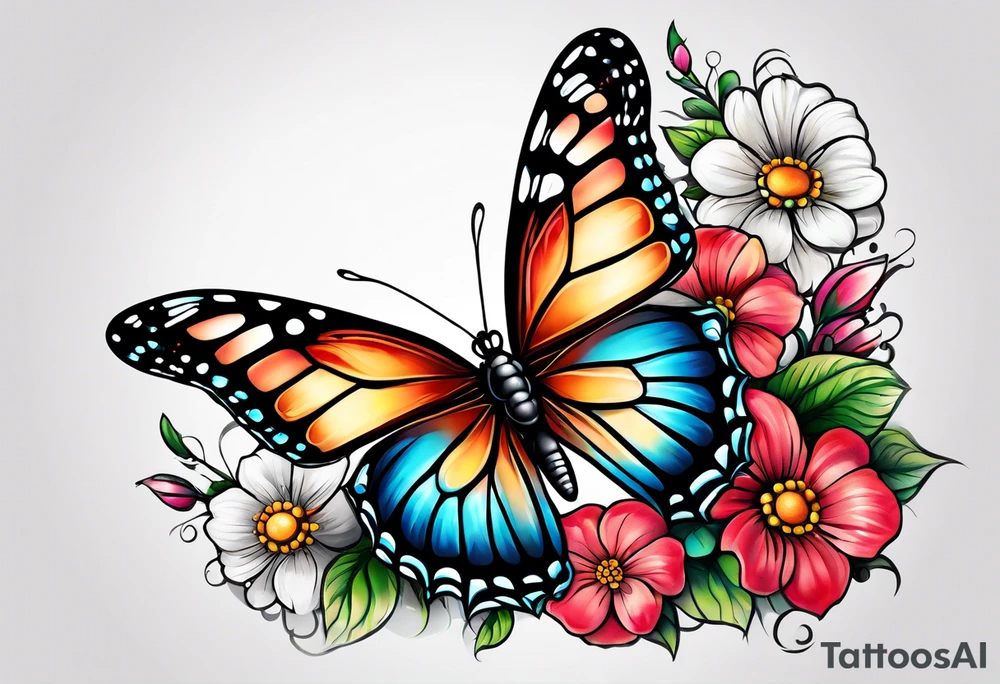 animal butterfly , flower tattoo idea