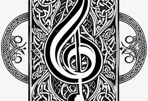 Celtic styling, anchor, bass clef note, treble clef note, dog paw print, half sleeve, forearm tattoo idea