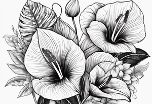 Fais moi un bouquet de fleurs avec des anthuriums et des oeillets tattoo idea