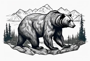 Bear with British Columbia landscape inside of it. tattoo idea