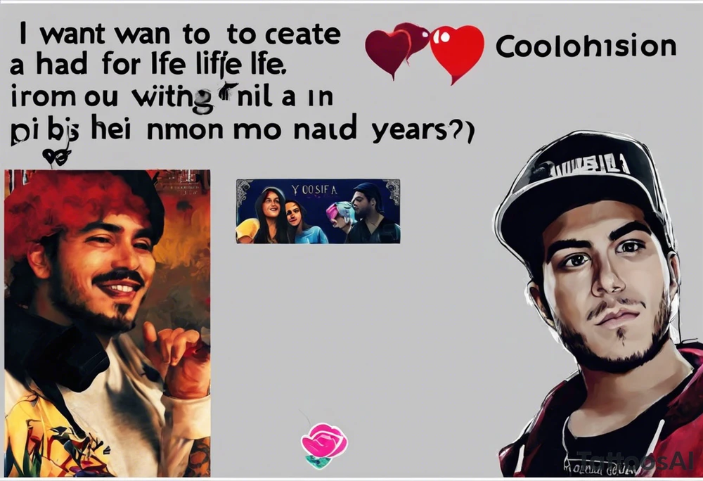 i want to create a tattoo inspired by my life, i had a girlfriend for a 8 years since 2009 till to 2017 and we broke up and i was in depression for almost 2 years, then i met a Colombian girl that ruined my life and i had a baby with her , his name is Yousif and now he is 3 years old living with me , and then i had another Colombian girl that i had a relationship with for over one year and i loved her too much and i broke her heart because of my previous  relationship and now again iam in depression tattoo idea