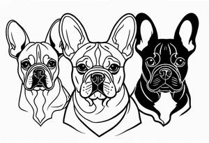 silhouette of three French bulldogs tattoo idea