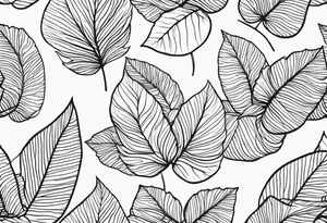 Create a delicate tattoo with beautiful flowing and delicate leaves in fineline minimalistic style tattoo idea