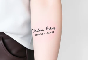 Memorial tattoo
Dolores 08/30/33-01/30-22
Audrey 07/18/35-08/21/22 tattoo idea