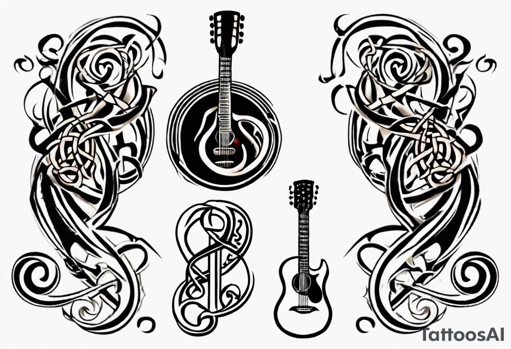 celtic  design with a treble clef and a guitar tattoo idea