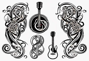 celtic  design with a treble clef and a guitar tattoo idea