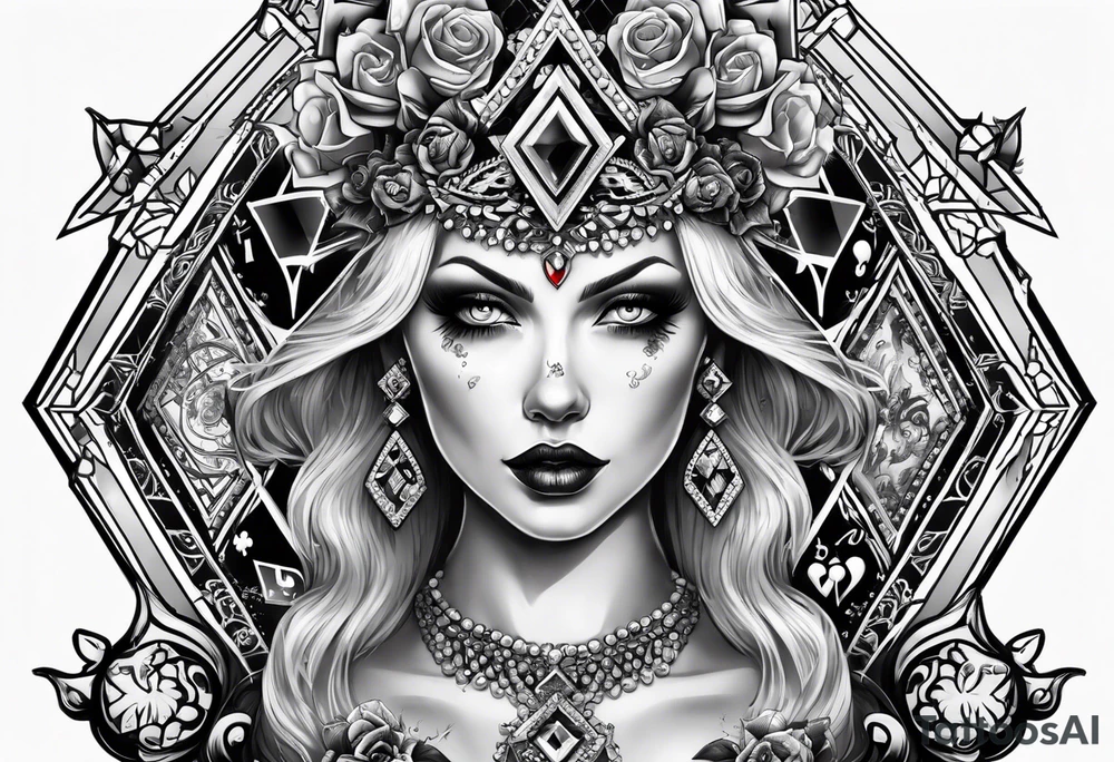 Zombie Queen of diamonds tattoo idea
