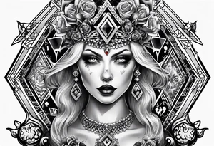 Zombie Queen of diamonds tattoo idea