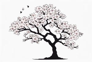 A cherry blossom tree using only white ink (no black) tattoo idea
