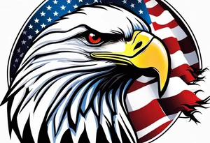 Eagle grabbing usa flag with red white and blue blood on eagle’s talons. tattoo idea