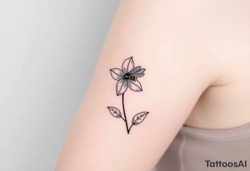 Trillium with a bumble bee hovering near it tattoo idea