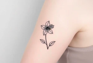 Trillium with a bumble bee hovering near it tattoo idea