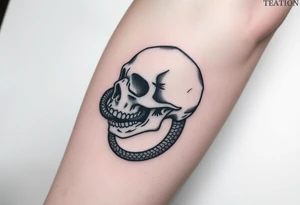 A hyper-realistic Dark Mark, with the snake slithering out of the skull’s mouth, coiled in a hypnotic pose tattoo idea