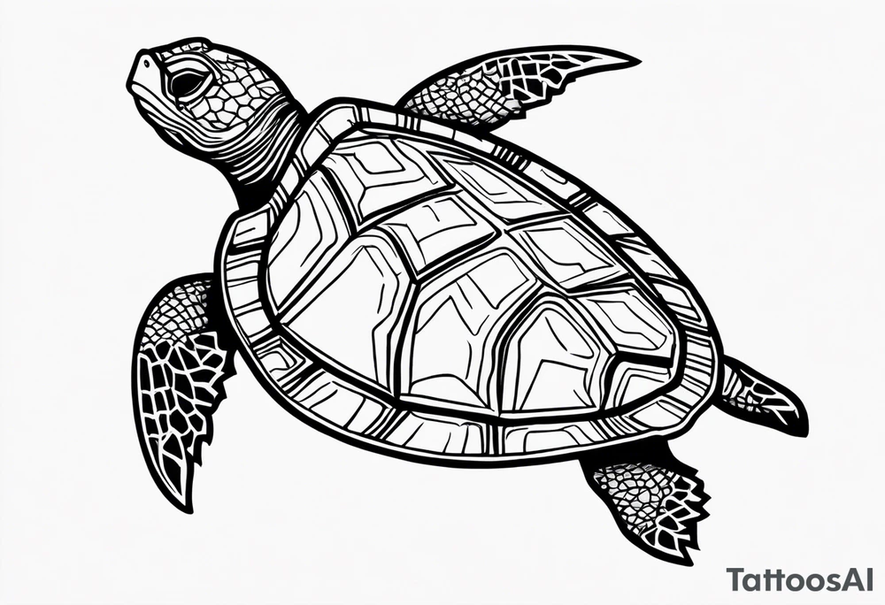 tropical psychedelic turtle's back, top down view, as seen from above tattoo idea