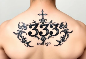 Spiritual number 333 with the name indigo in it tattoo idea