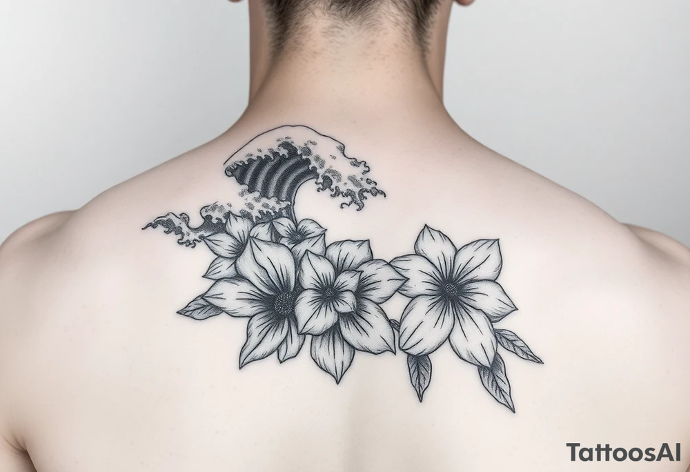 Waves, summer, flowers tattoo idea