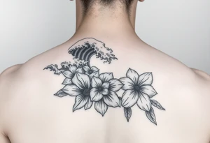 Waves, summer, flowers tattoo idea