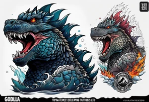 Godzilla tattoo for leg tattoo idea