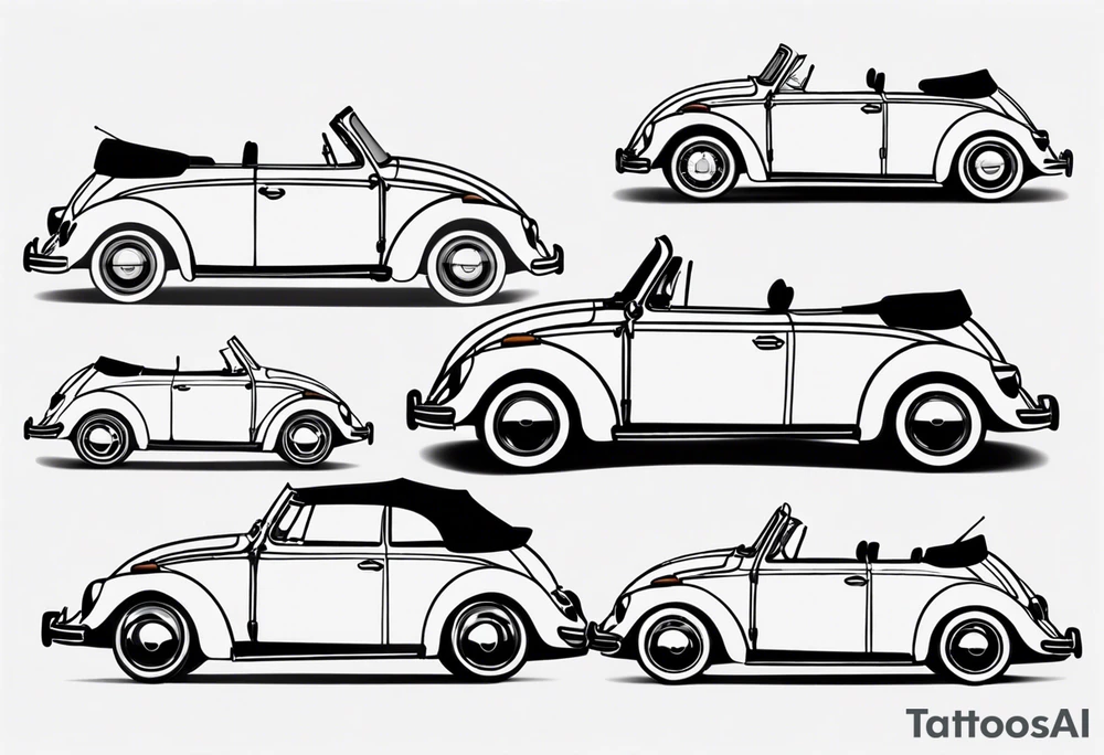 VW bug convertible, side profile, top down tattoo idea