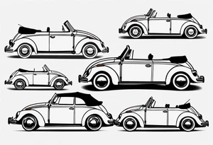 VW bug convertible, side profile, top down tattoo idea