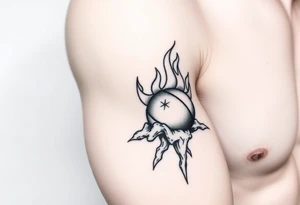 flame in a roots ball tattoo idea