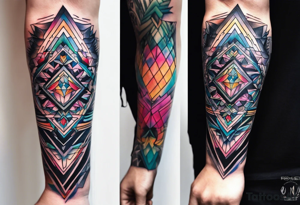 psychedelic, forearm tattoo, geometric, subtle, men, tattoo idea