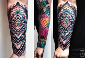 psychedelic, forearm tattoo, geometric, subtle, men, tattoo idea