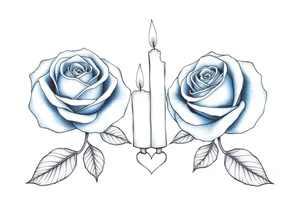 blue, Passed baby, two roses, two candles, hearts tattoo idea