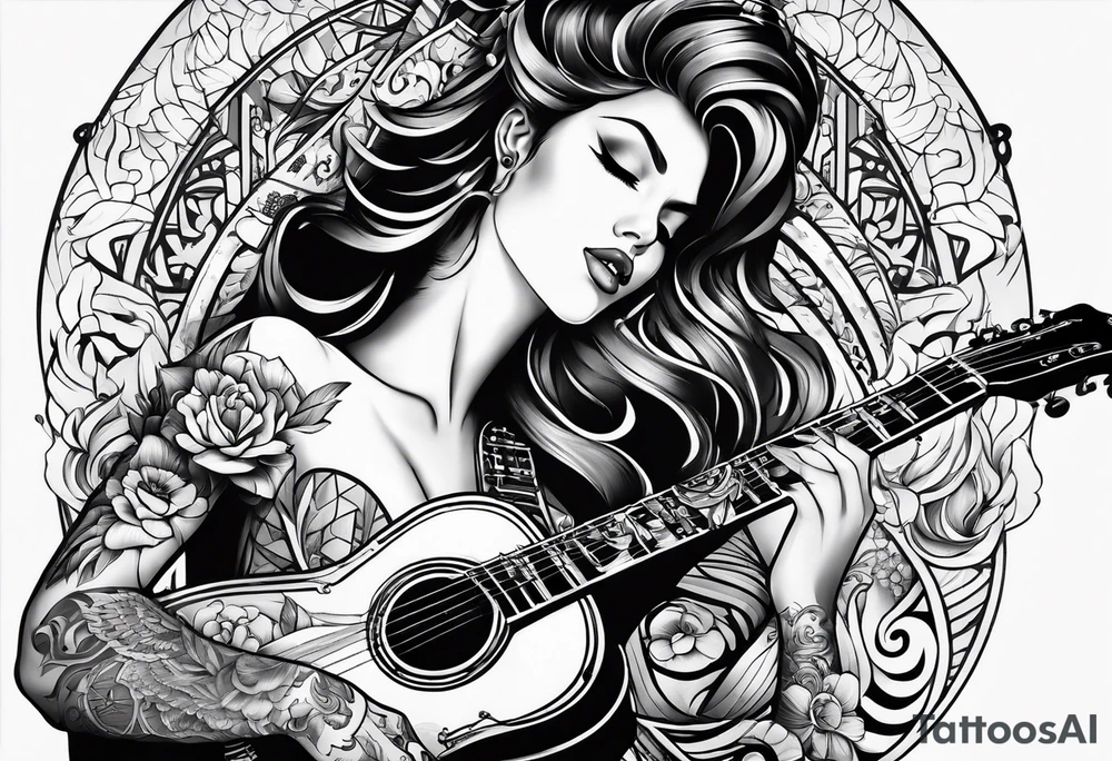 Music with guitar and vocals tattoo idea