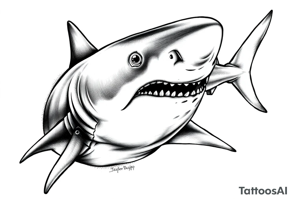 hammerhead-shark with open mouth. tattoo idea