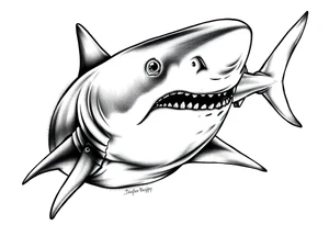hammerhead-shark with open mouth. tattoo idea