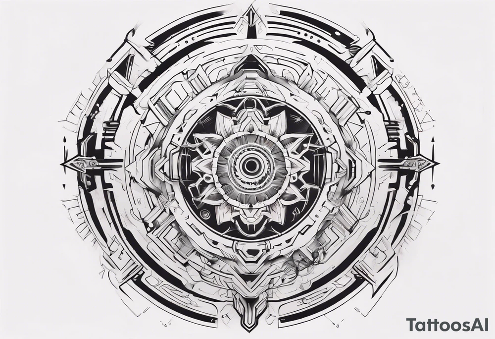 Make a mandala with a futuristic and cyberpunk look tattoo idea