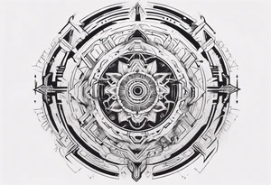 Make a mandala with a futuristic and cyberpunk look tattoo idea