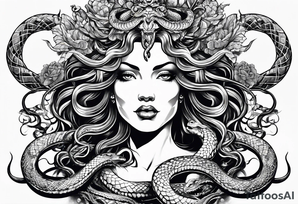 Medusa head with snakes tattoo idea