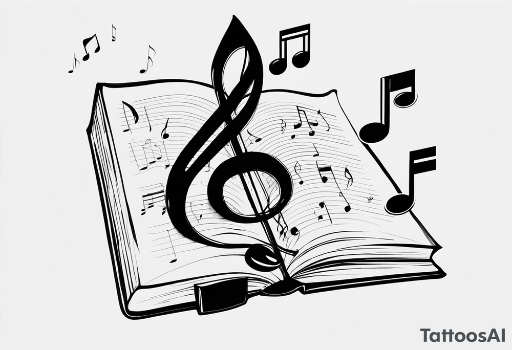 Music notes coming out of book tattoo idea