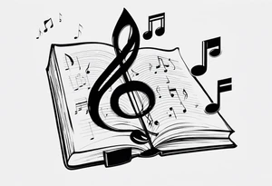 Music notes coming out of book tattoo idea