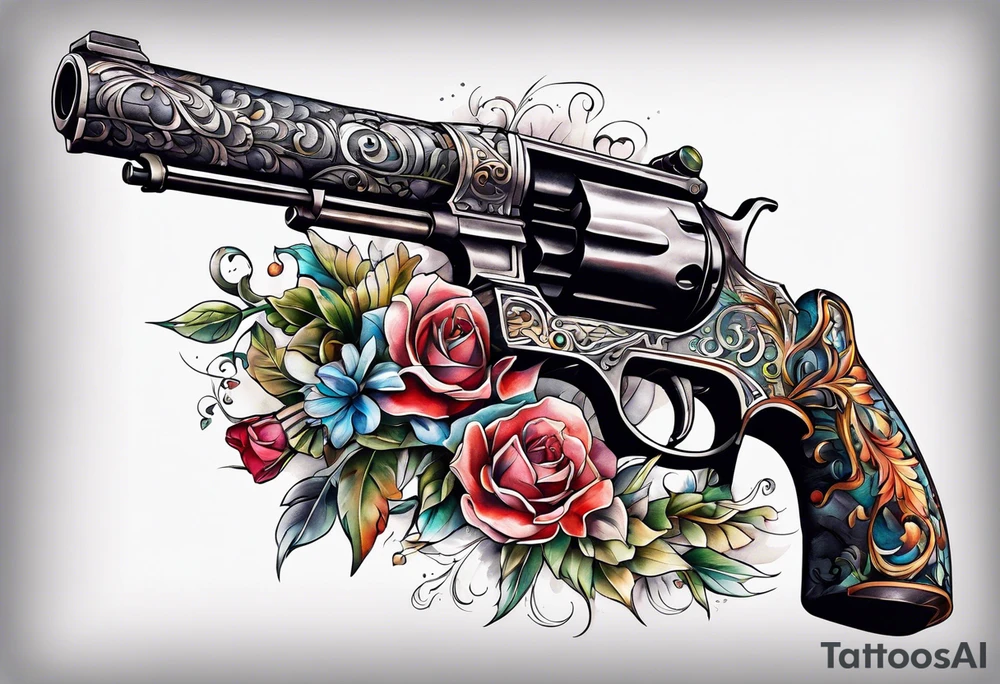 The letters AR with a pistol on each side tattoo idea