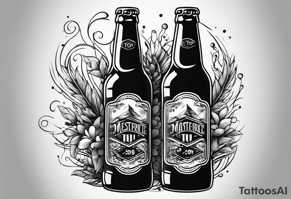 two beer bottles cheersing tattoo idea