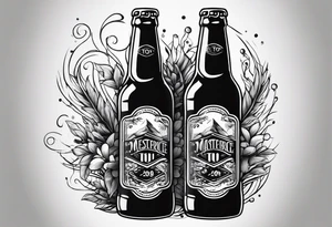 two beer bottles cheersing tattoo idea