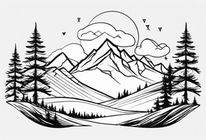small mountain and trees tattoo idea