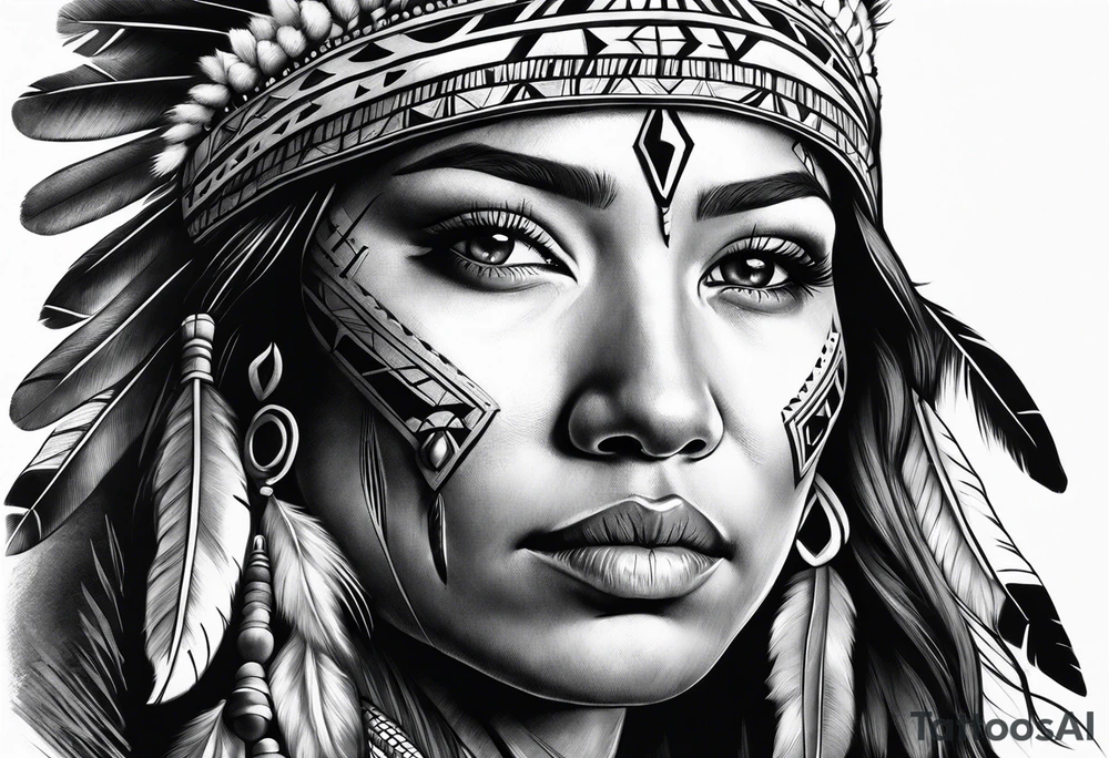 Native American woman tattoo idea