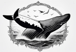 Humpback whale tail sticking out of ocean tattoo idea