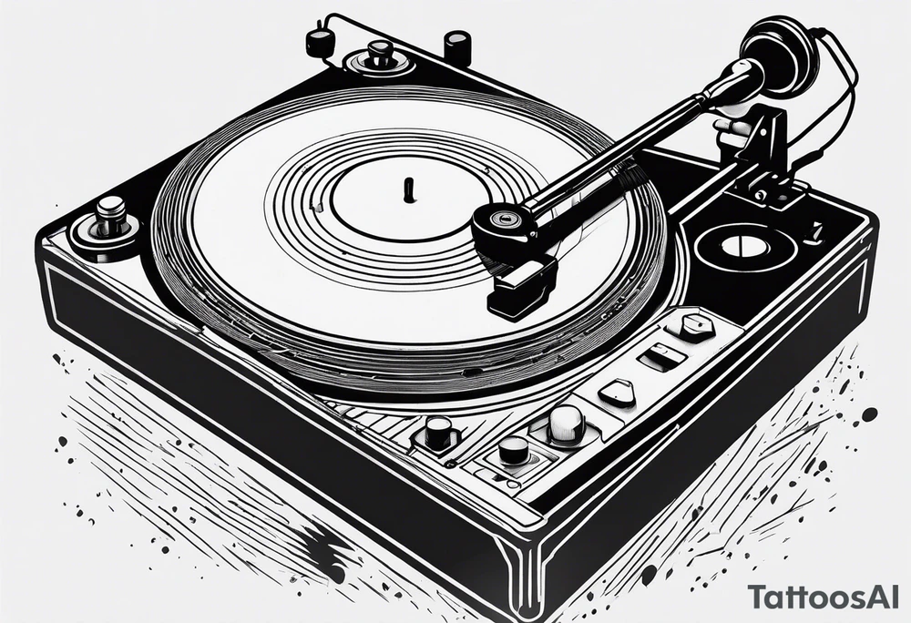 Recordplayer minimalistic fineline drawed in 2D tattoo idea Recordplayer minimalistic fineline drawed in 2D tattoo idea