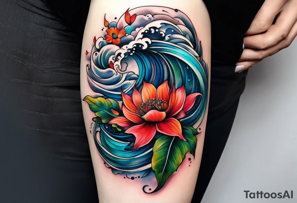 sea, flower tattoo idea