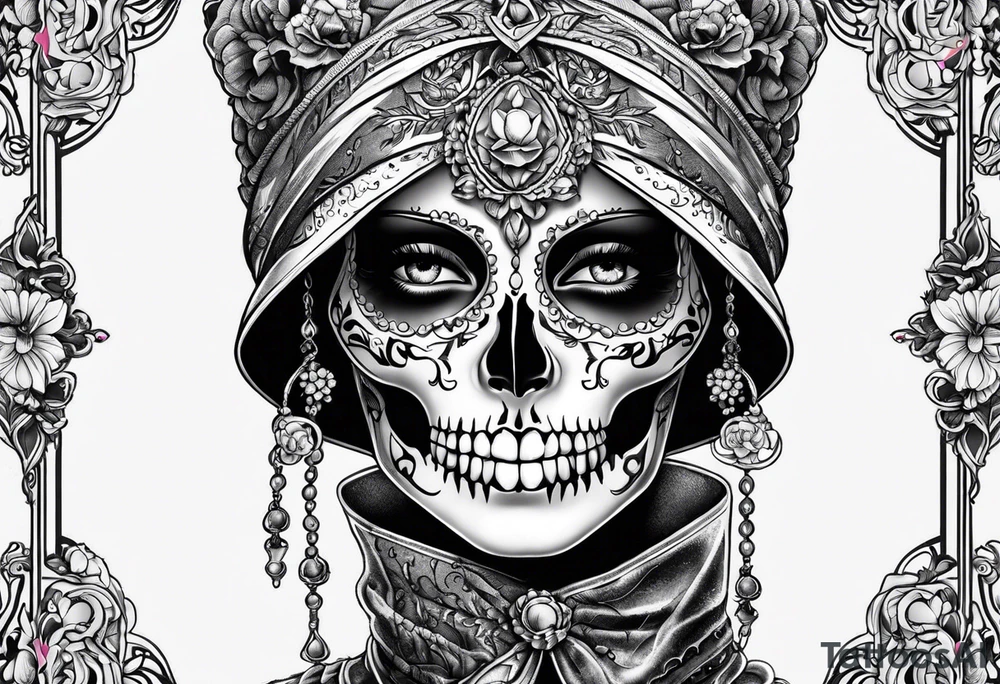 lady skeleton tattoo idea