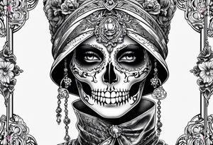 lady skeleton tattoo idea