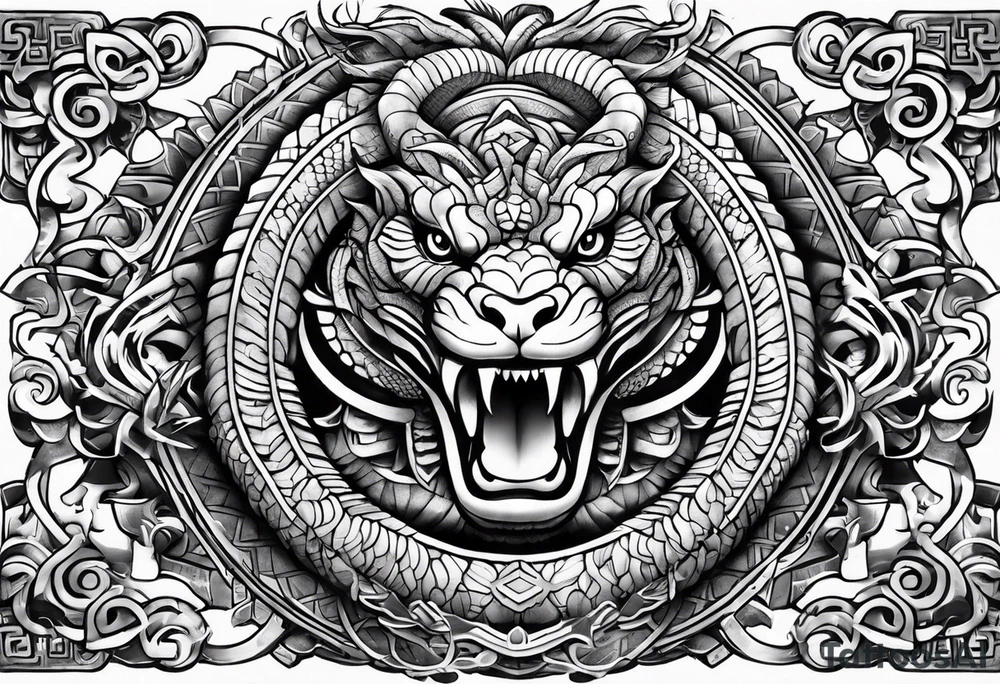 quetzalcoatl snake arm sleeve tattoo idea